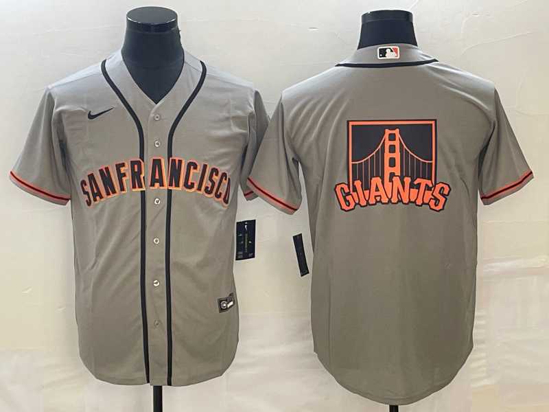 Mens San Francisco Giants Gray Team Big Logo Cool Base Stitched Jersey